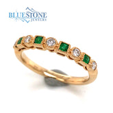 14KYG Emerald & Diamond Ring - Sz. 7